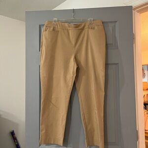 Chico's Tan Ankle Cropped Pants Classic Flat Front
